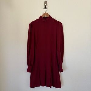 Proenza Schouler Women's Size 8 Burgundy Long Sleeve Turtle Neck Mini Dress